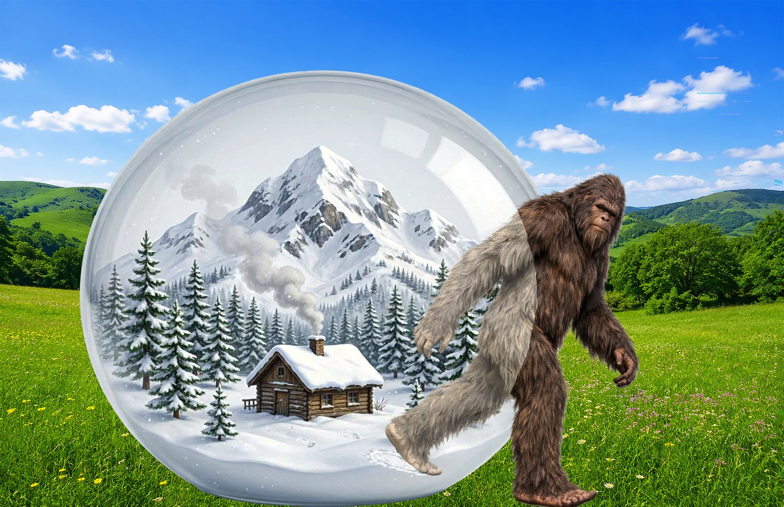Bigfoot Escape from Snow Globe *